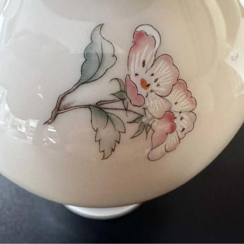 Lenox Serenade Medium Vase white, pink & green birds flowers vintage collectible